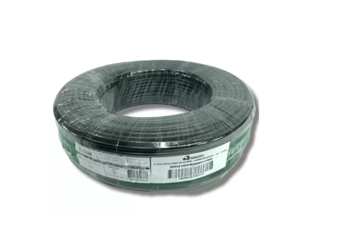 12826 CABO LANDUTTI CAT5E UTP DUPLA CAPA CMX 4PX24AWG PT RL 100M - Imagem 1